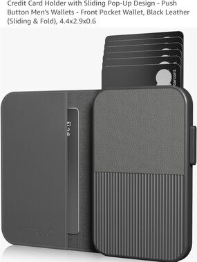 New in package Black Leather Sliding Pop-Up Money Clip Wallet